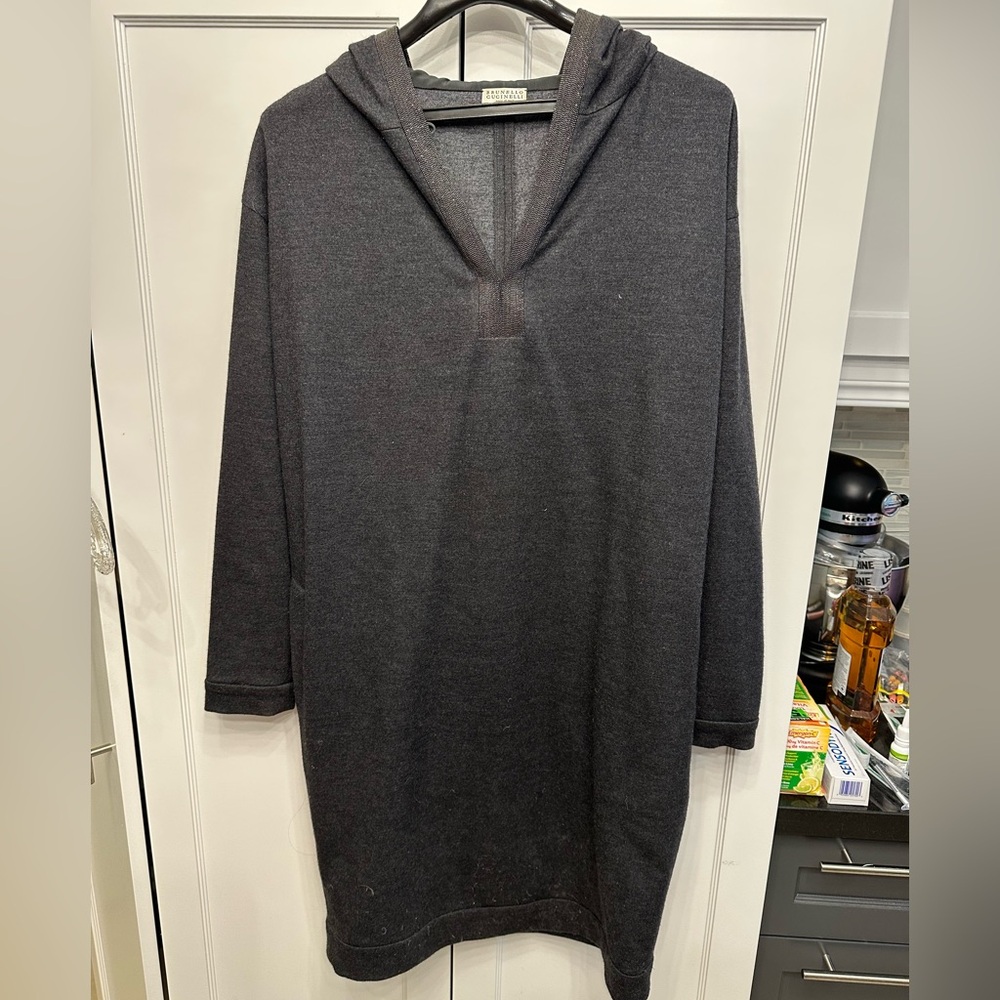 Brunello Cucinelli Dark Gray Hooded Midi